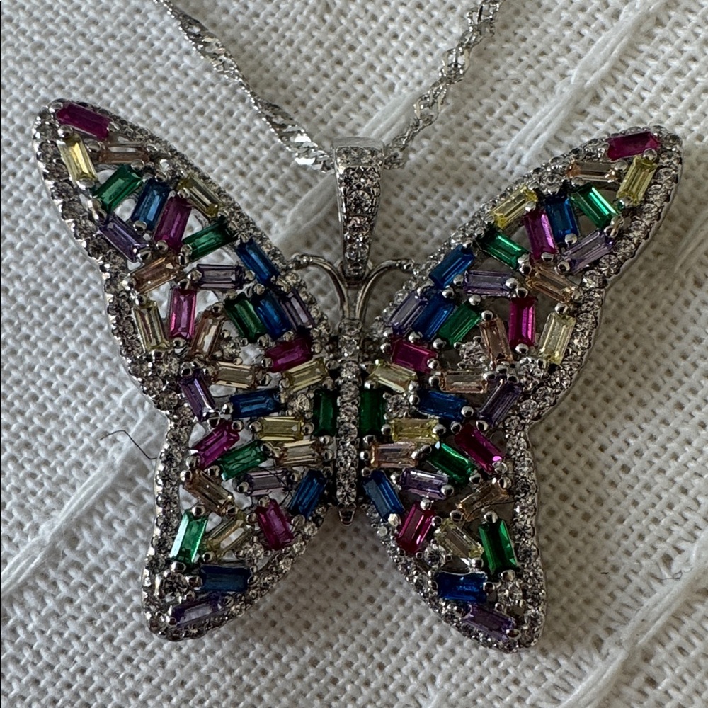 Tabitha Webb 925 Multicolored Butterfly Pendant Necklace - Picture 2 of 8